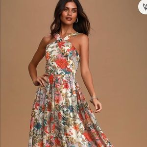 Lulus Lilja Cream Floral Print Maxi Dress